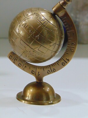 Vintage Brass World Map Sphere Full Brass Globe Table Top Home Decor GIFT 5 Inch
