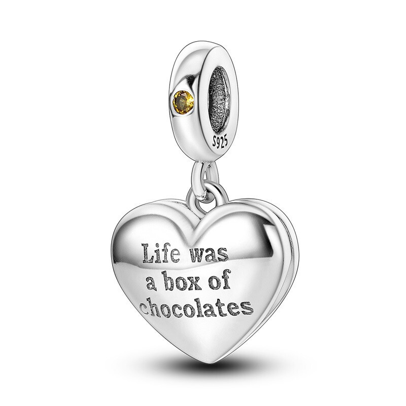 S925 Sterling Silver Life Is a Box of Chocolates Charm Bead Clip