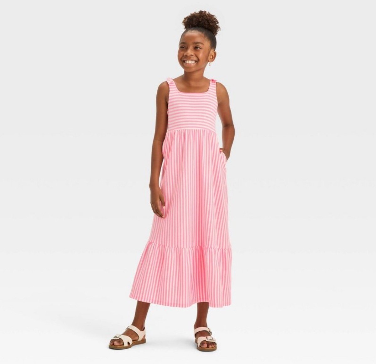 Girls' Striped Knit Maxi Dress Cat Jack™ Neon Pink L 10/12