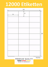 12000 SELBSTKLEBENDE PREMIUM ETIKETTEN 70 x 37 MM WEISS AUF A4 BOGEN