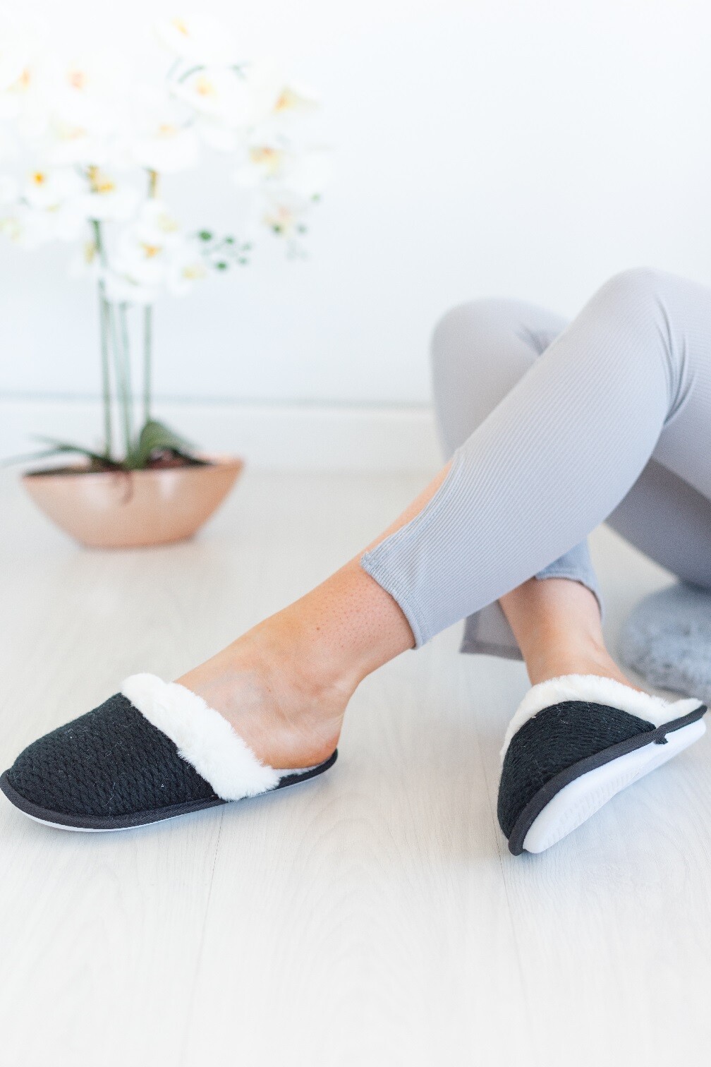 SAOLA PANTOFOLE DA INTERNO DONNA SUOLA RIGIDA CALDO PILE LAVORATO A MAGLIA FODERA PIATTA SLIP ON