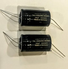 PAIR 100 MFD uF 550V Electrolytic Capacitor Axial German Made KONEL100 Tube Amp