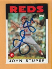 John Stuper Cincinnati Reds AUTO Signed 1986 Topps Point Park University