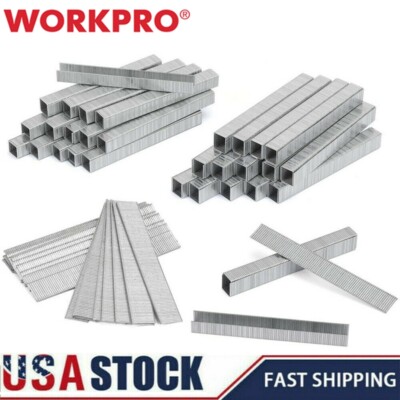 WORKPRO Heavy Duty T50 Staples Brad Nails Combo Kit 1/2'' 3/8'' 9/16'' 7500 Counts