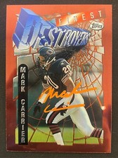Mark Carrier Signed 1996 Topps Finest Destroyers #251 LSCM COA Chicago Bears