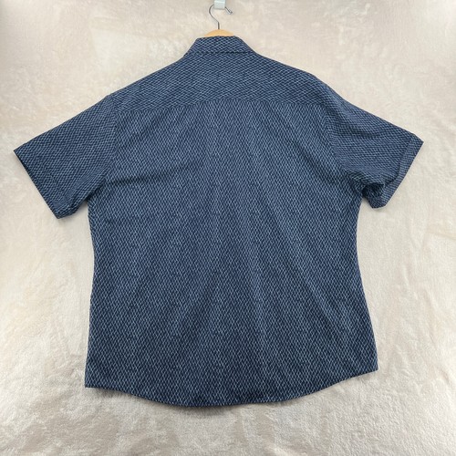 Vince Camuto Men's Size XL Blue Geometric Stretch Short Sleeve Casual Shirt - Picture 7 of 9
