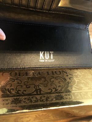 Portefeuille Kut From The Kloth Slim Rayé Noir Et Blanc – Cuir Vegan, Neuf