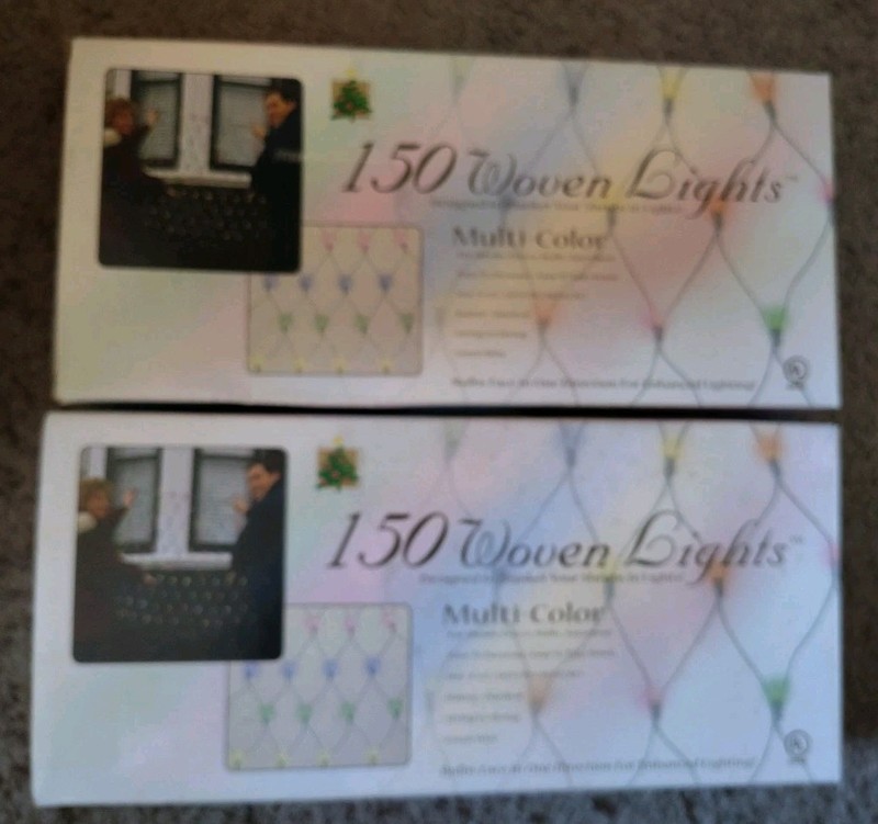 LOT OF 2 Christmas Avenue 150 Multi LED Net Lights Green Wire 24 S.F.