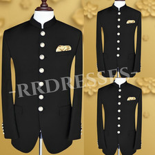 Formal Men's Suit Wedding Groom Business Black Jacket Offical Workwear 2Pcs