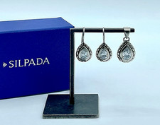 Silpada Sterling  Faceted CZ Teardrop Pendant  Matching Earring Set, See Cond.
