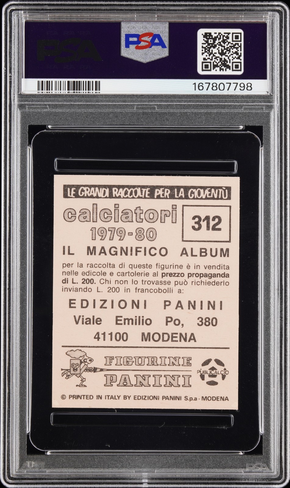 Panini 1979 1980 CALCIATORI #312 Diego Maradona Argentina Rookie RC Card PSA 9 view 2