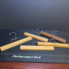 Vintage Asst Color Wood Clamp Clothes Hangers Pants Skirts Wooden Art Hook Lot 5
