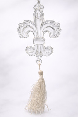 Eleganter Glasanhänger im Fleur-de-Lis Design   ca. 20 cm