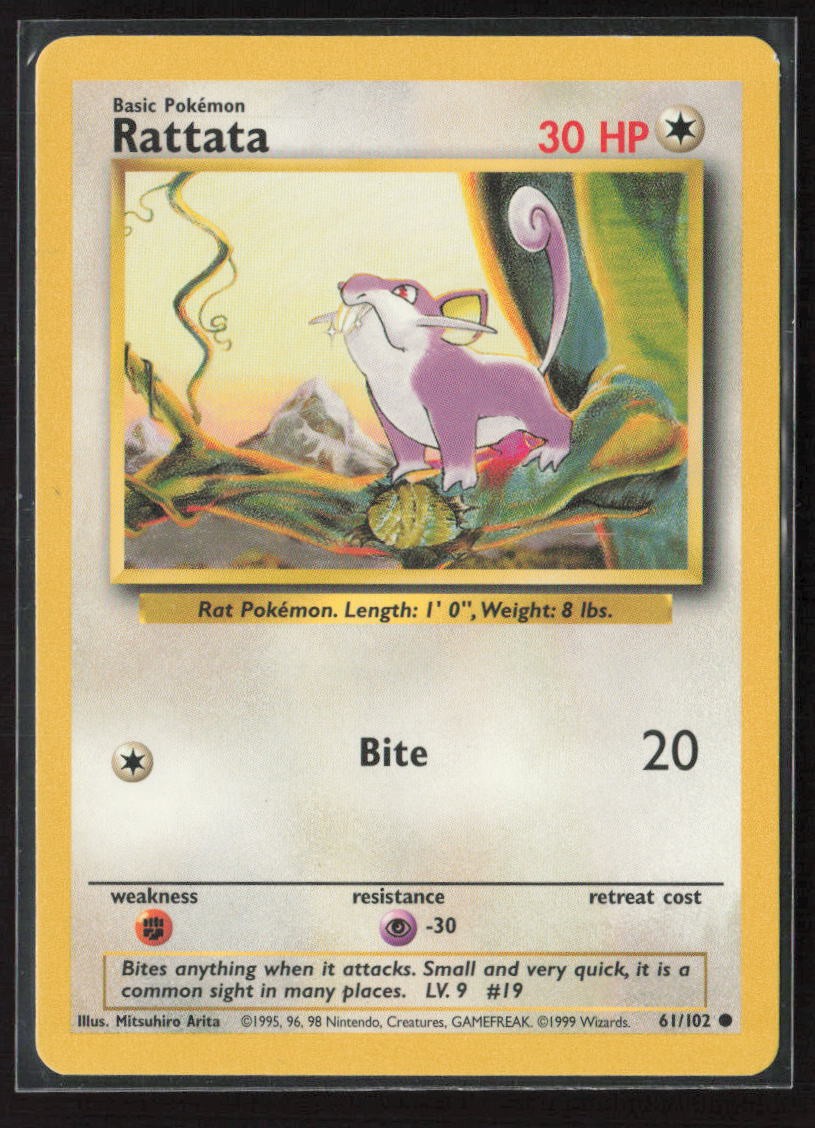 Rattata 61/102 Common Base Set Unlimited Pokemon Lightly Played