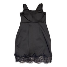 A BYER Black Lace Trim V Neck Sleeveless Sheath Dress Women's Size 9