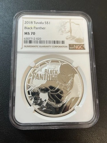2018 TUVALU BLACK PANTHER SILVER NGC MS-70 - UNCIRCULATED - 1 OZ SILVER - SLAB