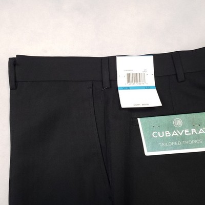 Cubavera Tailored Tropics Pants Mens 36 X 31 Black Herringbone Performance NEW