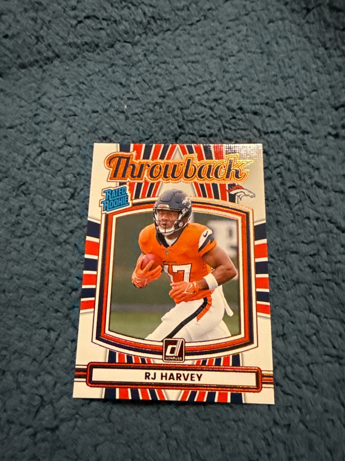 2025 Panini Donruss RJ HARVEY RC Throwback Rated Rookie #16 Denver Broncos