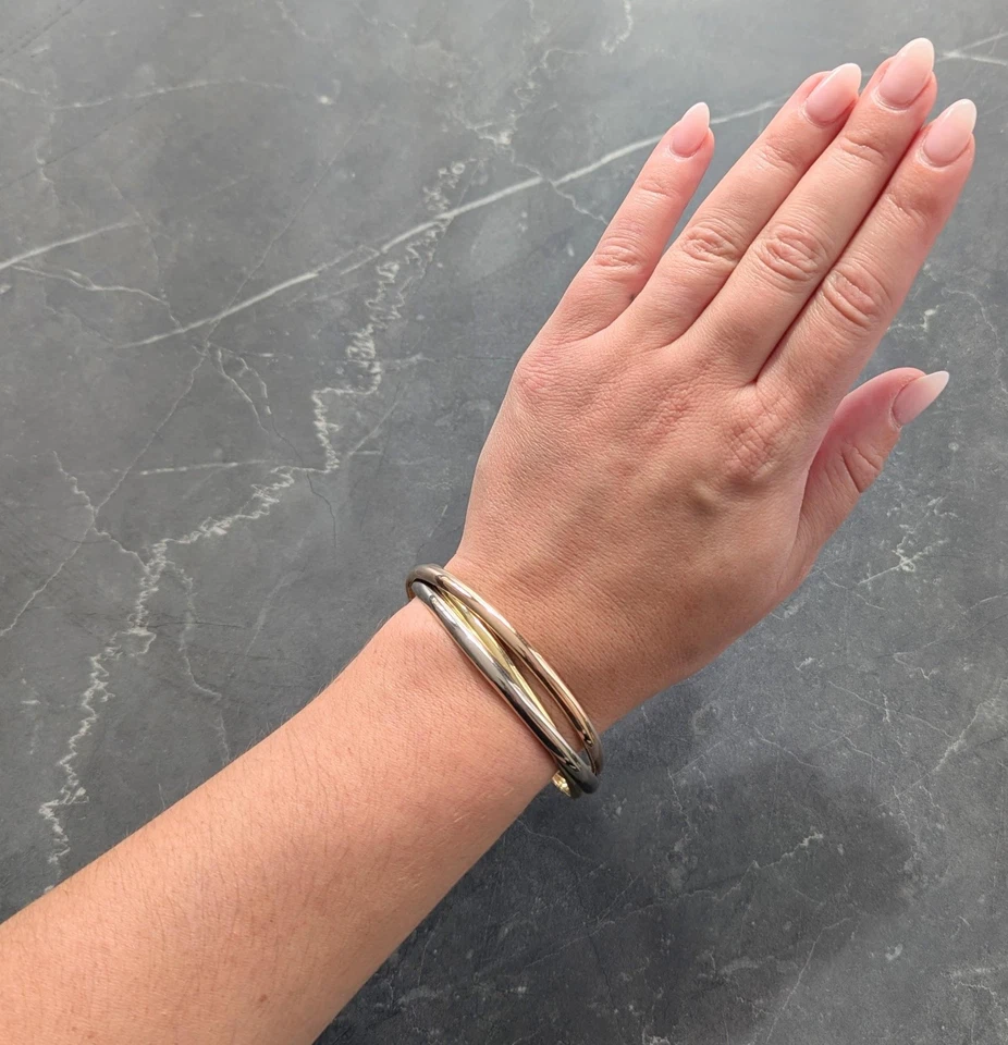 Brazalete Cartier Vintage Oro Tricolor Trinidad Rodante Unisex 18 quilates Foto 2 de 4