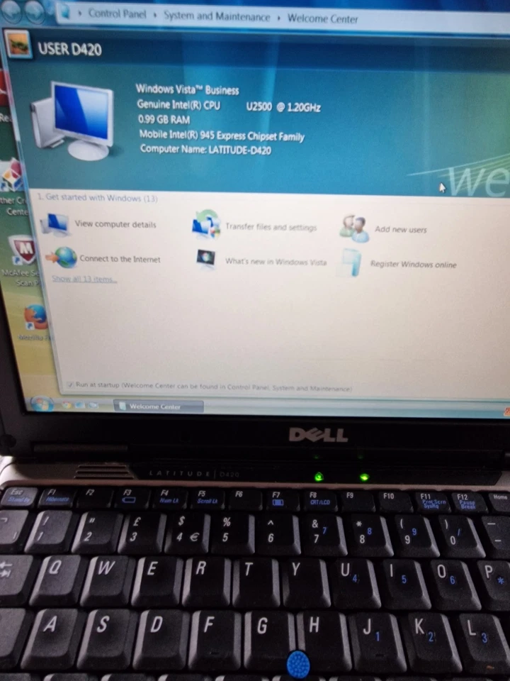 Dell Latitude D420- Core Duo 1.2GHz, 1Gb RAM, 60Gb Hdd Win Vista Laptop power on - Image 2 of 4