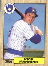 1987 Topps Rick Manning #706 Milwaukee Brewers MLB Baseball Card Wood Grain Set