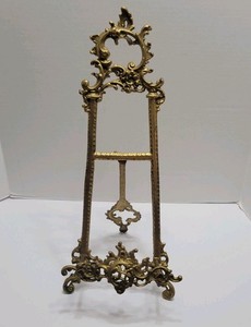 Vintage 20" Victorian Ornate Brass Easel Picture Photo Art Plate Book Display