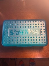 Vintage Spacemaker Pencil Box Green Teal Plastic Storage Case Y2K 90s