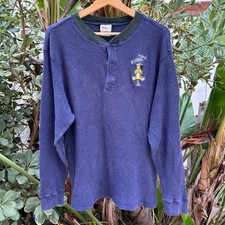 Vintage 1990s Disney Store Tigger Waffle Knit Henley Long Sleeve Shirt S