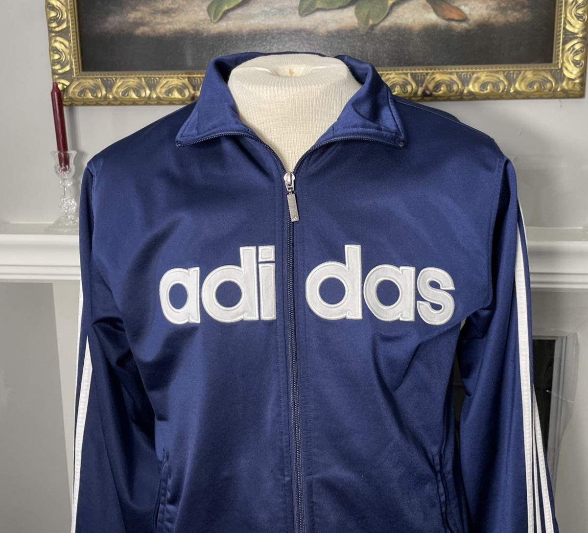 Adidas Track Full Zip Polyester Jacket Small - image 2