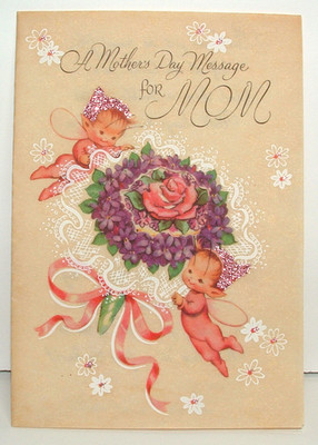 Glitter - Peep Hole - Pixies, Fairies, Bouquet Violets - 1960's RUST CRAFT Card