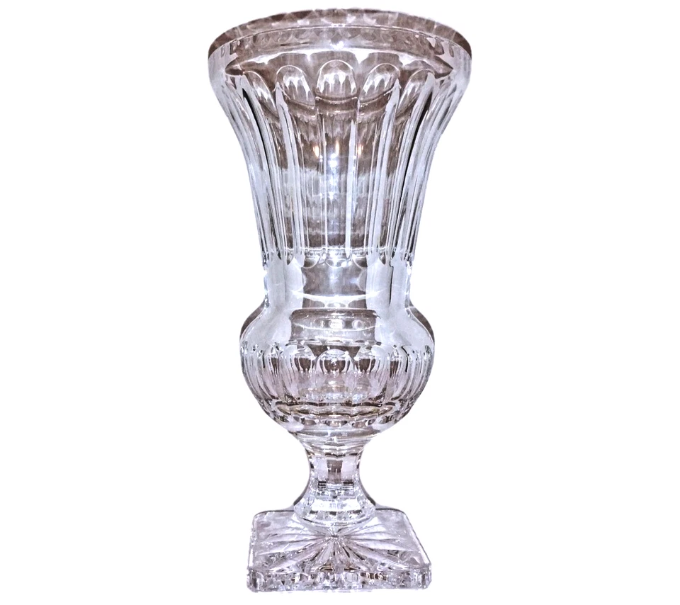 Impresionante urna Campania acanalada de cristal de plomo pesado de 15" a la manera de Wm Yeoward Foto 2 de 4