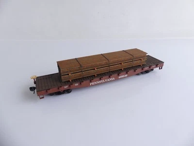 (2) EVEMODEL HO WAGON PLAT A BOGIES TYPE US + CHARGEMENT DE POUTRES - Photo 1/2