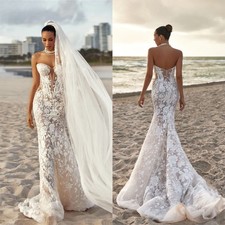 Mermaid Sparkling Beaded Wedding Dresses Lace Appliques Sweetheart Bridal Gowns