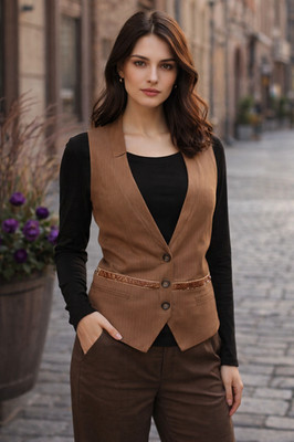 Noa Noa Jacket Vest Cotton Wool Vest Wool M 38 Proven Brown