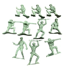 Vintage 1968 Lot of 10 Original TIM-MEE TOYS 5" Green Plastic Army Men Soldiers
