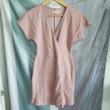 Madewell Womens Dusty Rose Pink Textured Wrap Mini Dress AL717 XS Short Sleeve