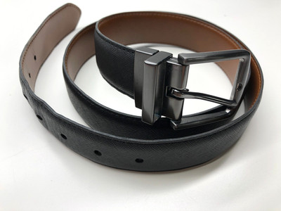 Unbranded Reversible Belt Textured Black Brown Mens Sz 38 Faux Leather 1 3/8''