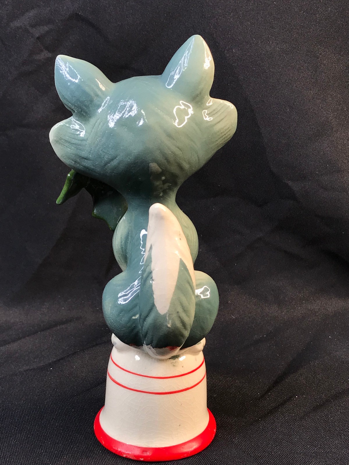 Kreiss “Merry Christmas” Gray Winking Cat Bell Japan 8”