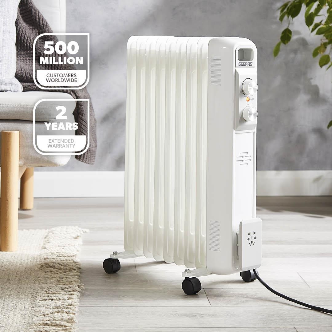 Radiateur électrique 9 Ailettes Chauffage Convecteur Ventilé - Noir, Classe A+++, économique