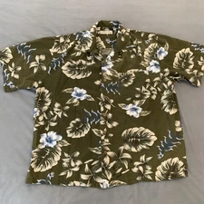 Kihono Bay Hawaiian Shirt Mens XL Green Blue Floral Button Up Aloha Camp Casual