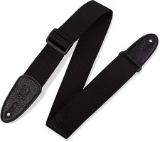 Leathers M8-BLK 2" soft-hand polypropylene guitar strap with leather ends and...
