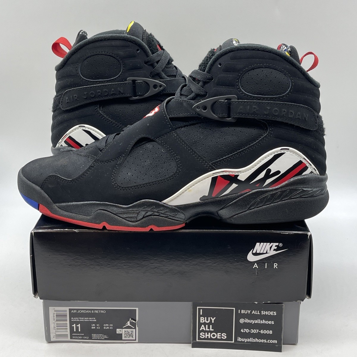 Size 11 Jordan Retro Mid Playoff Black Red White Suede (305381