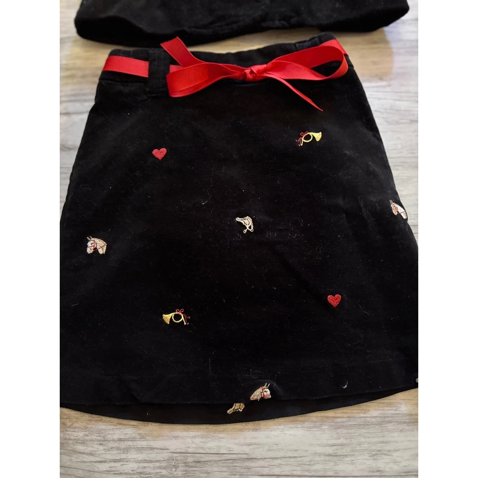 Conjunto de traje falda de terciopelo negro Hartstrings para niña talla 4 chaqueta cinta ecuestre Foto 2 de 4