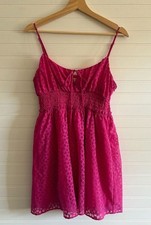 Summer Urban Outfitters Pink Floral Jacquard Smocked Mini Dress Size M