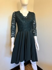 dress with longer back with lace neckline - dark green Small Size Used