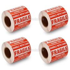 2000 Fragile Stickers 2" x 3" Fragile Label Sticker Handle With Care 4 Rolls