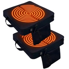 2 Pack Heated Black Stadium Seat Cushions for Bleachers, Extra Thick 2.4" Wat...