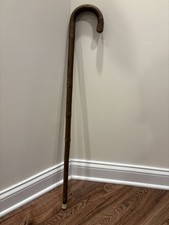 Antique Natural Wood Crook Handle Cane With Bark