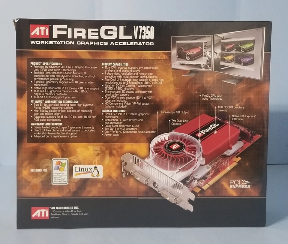 ATI FIREGL V7350 1GB PCI-EGDDR3 Video Card 100-505143 New sealed - Image 2 of 4