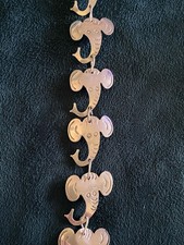 Cute Sterling Silver 925 ROW of ELEPHANTS Handcrafted 7  Bracelet